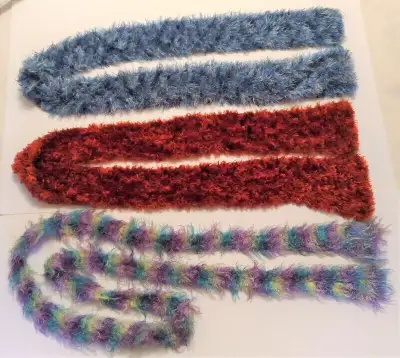 Fluffy, Soft Handmade Knitted Scarves Made With Eyelash Yarn, View more