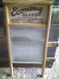 ANTIQUE GLASS WASHBOARD 