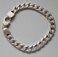 Men's 9mm Italian Sterling Silver 8.5" Curb Link Chain Bracelet 