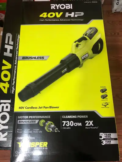 Price is firms @ 600.00$ Im selling brand new never been used Ryobi 40v blower kit. What it comes wi...