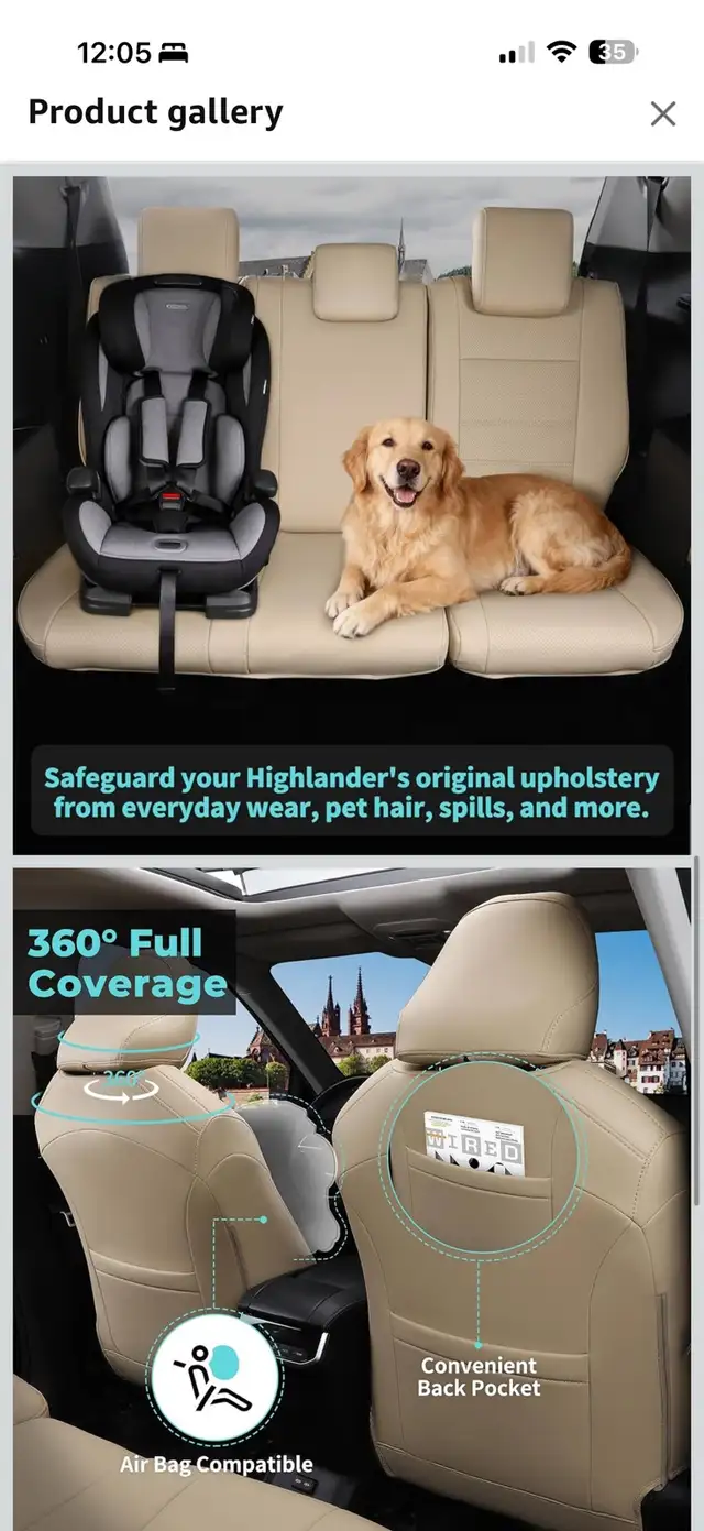 Toyota Highlander 2020–2025 Seat Covers – Beige – 7 Seater in Other in Kitchener / Waterloo - Image 5