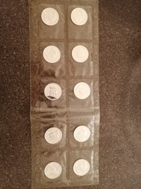 SHEET OF 10 RCM SEALED SILVER COINS TIMBER WOLF 1/2 OZ EACH RARE