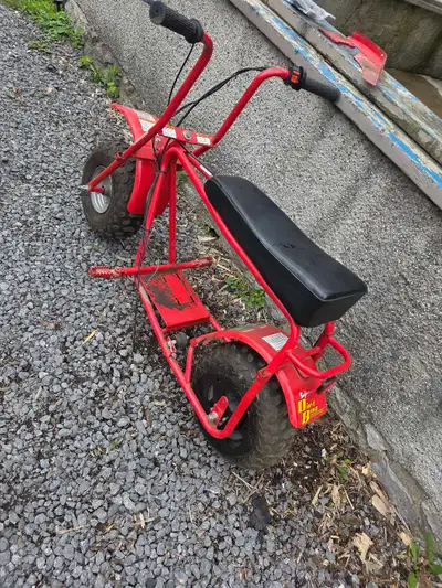 Mini bike frame is good 97cc motor was taken out and is unknown condition comes with a brand new 212...