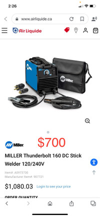 Miller thunderbolt 160 DC stick welder