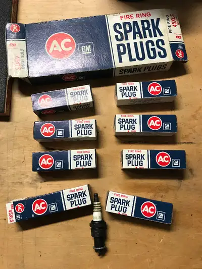PARKER PICKERS - This is the vintage original display box for General Motors AC spark plugs containi...