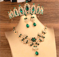 Baroque Retro Green Crystal Costume Jewelry Set