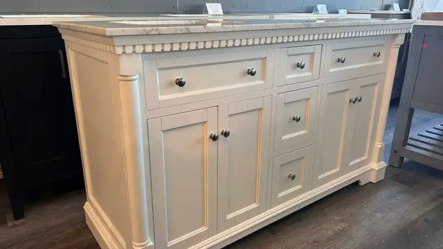 BRAND NEW Sydney 60” Double Vanity With Carrara Marble Top in Cabinets & Countertops in Oakville / Halton Region - Image 6