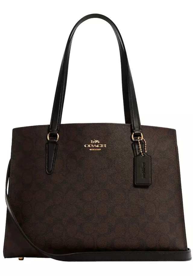 COACH TATUM CARRYALL IN SIGNATURE TOWN TOTE IN BROWN BLACK NWT in Women's - Bags & Wallets in Gatineau