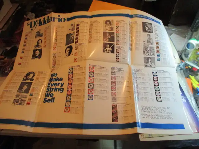 VINTAGE D'ADDARIO STRING SPECIFICATION CHART-1982-83-WALL POSTER64877474486275120