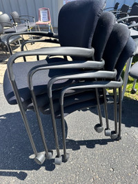 Stacking Rolling Reception / Guest Chairs, Black with arms