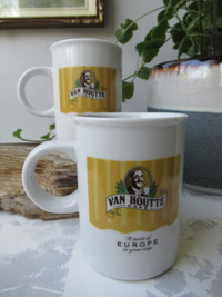 Porcelain 2 Mugs "Van Houtte Cafe" by Danesco, Canada