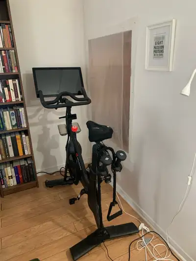 Peloton (lightly used), 3 lb weights, and size 40 shoes, View more