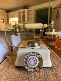 MCM Princess Rotary Phone Cream & Brass French Victorian Style