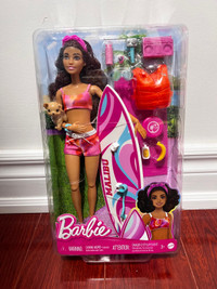 Barbie Doll with Surfboard and Puppy