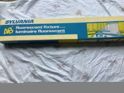 THREE, 48” Sylvania fluorescent fixtures with lens covers., View more