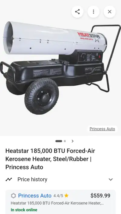 Heatstar Diesel/ kerosene 185,000 btu portable heater. Used twice works like new..