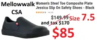 SIZE 7.5 CSA Steel Toe Composite Plate Slip On Safety Shoes
