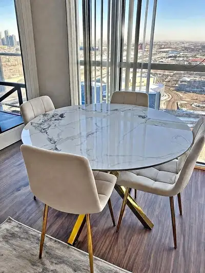 Round Marble Dining Table with 4 Chairs, View more