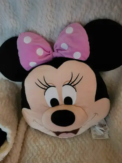 $10 each Cute Micky Mouse and Minnie Mouse cushions and Minnie Mouse stuffie. Authentic Disney