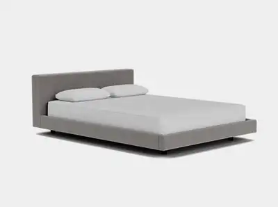 This is an EQ3 Queen Bento Bed in Mila Grey fabric, offering a sleek and modern design for your bedr...
