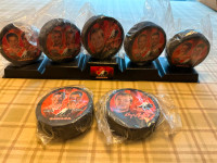 Team Canada 2002 McDonald’s Hockey Pucks Set with stand + 2 more
