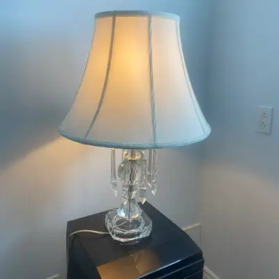 VINTAGE TABLE LAMP - CRYSTAL BASE and EMPIRE STYLE LAMPSHADE, View more