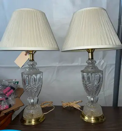 Vintage Crystal Lamps Original Shades Home Decor Lamps Lighting, View more