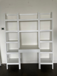 【Crate & Barrel】Sawyer White Leaning Bookcase & Desk (Set of 3)