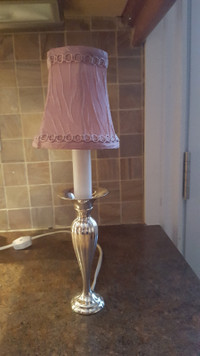 Antique Small Silver-plated lamp with shade