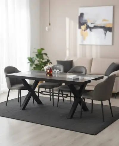 Wooden Dining Table Set – Leather Chairs (Modern Design), View more