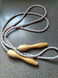 Skipping rope with swivel wood handles