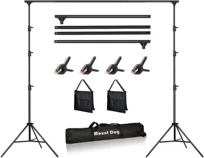 10ft x 10ft Photo Backdrop Stand Kit Photography Studio Background Support System with 4 Clamps Carr...