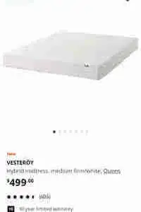 $499  Ikea mattress before tax with cover used only 4 month