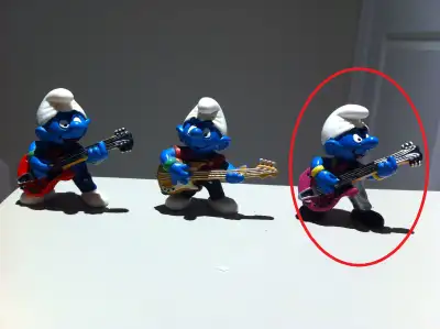 Smurfs - Vintage Bassist Smurf (Pink  Burgundy Guitar), View more