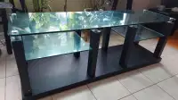 Glass top TV table in black color