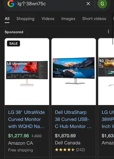 LG 38 inch ultrawide curved monitor, View more