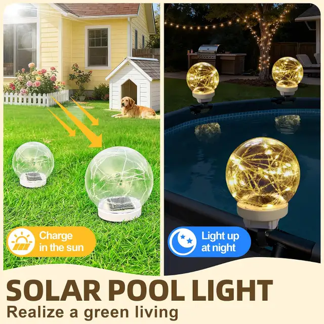 MeiLyte Solar Pool Lights for Above Ground Pool – 4 Pack