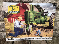 John Deere tin sign tractor farm barn Mancave 
