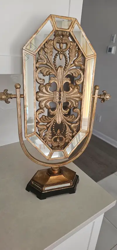 Golden Decore stand with mirror, View more