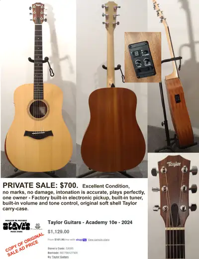 Taylor Acoustic/Electric Guitar for Sale, View more