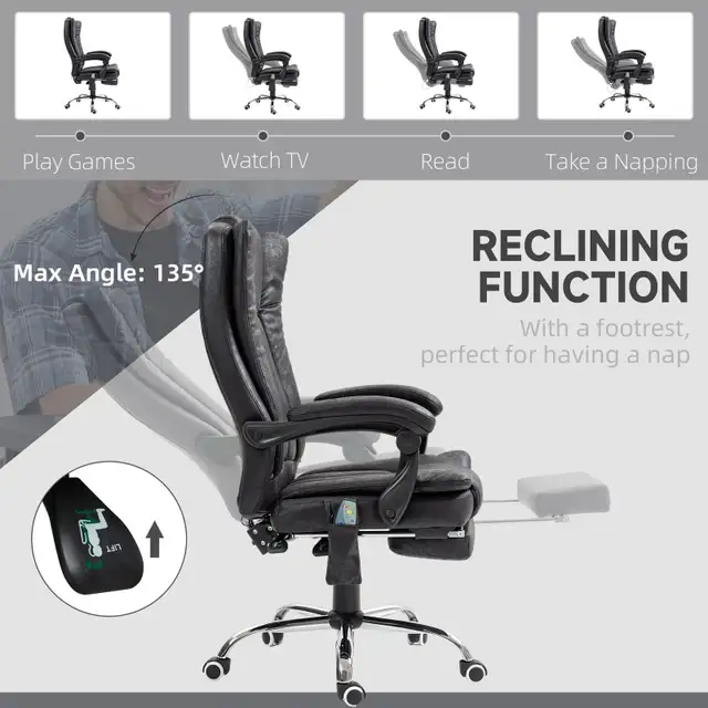 Office Chair，Vibration Massage Chair Micro Fiber Recliner in Chairs & Recliners in Markham / York Region - Image 8