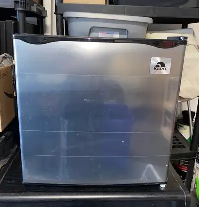 Used only once, in new condition. 1.6 Cu. Ft. Single Door. Missing shelf. Has both fridge and freeze...