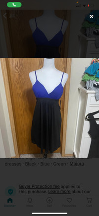 Black and blue dress that ties in the back 