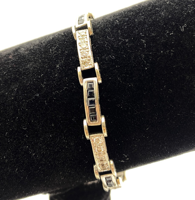 14KT White Gold Diamonds w/ Blue Sapphires Bracelet $1,900 in Jewellery & Watches in Mississauga / Peel Region - Image 2
