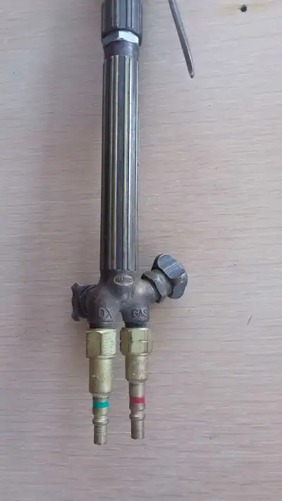 Harris welding torch. Model 43-2. Cutting attachment. $110 Gas Flow Regulator. Smith Argon. $30