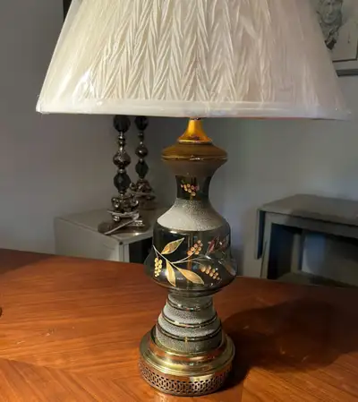 Vintage Frosted Glass & Gold Lamp, View more