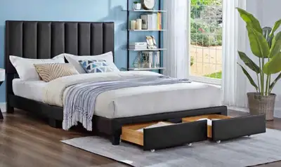 Queen size bed frame and mattress, View more