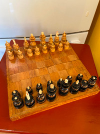 Vintage Wood Chess Set in Folding Wood Case