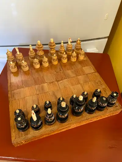 Vintage Wood Chess Set in Folding Wood Case, View more