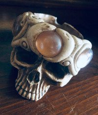 Skull ashtray or jewelry box pink stones from Mexico